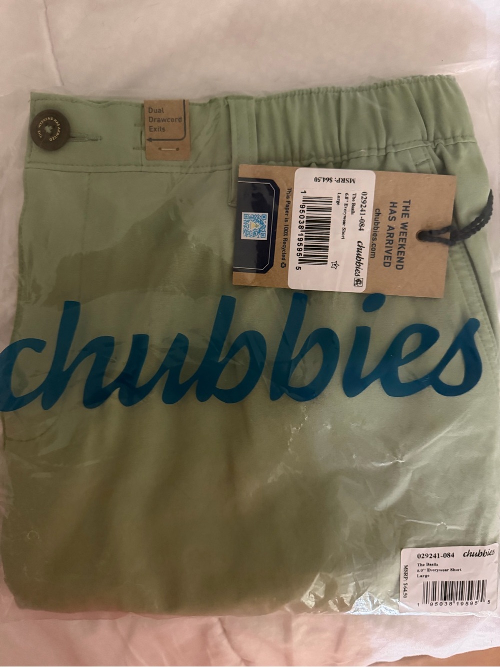chubbies Men's Sage Green Flat Front Shorts